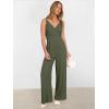imageANRABESS Jumpsuits for Women 2026 Summer Dressy Spaghetti Strap Ribbed V Neck Wide Leg Overalls Flowy Romper Jumpers OutfitsArmy Green