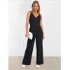 imageANRABESS Jumpsuits for Women 2026 Summer Dressy Spaghetti Strap Ribbed V Neck Wide Leg Overalls Flowy Romper Jumpers OutfitsBlack