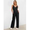 imageANRABESS Jumpsuits for Women 2026 Summer Dressy Spaghetti Strap Ribbed V Neck Wide Leg Overalls Flowy Romper Jumpers OutfitsBlack