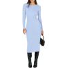 imageANRABESS Women Long Sleeve Sweater Dress Crewneck Bodycon Stretch Slim Fit Ribbed Knit Midi Dresses 2025 Fall Trendy OutfitsBlue