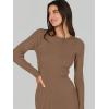 imageANRABESS Women Long Sleeve Sweater Dress Crewneck Bodycon Stretch Slim Fit Ribbed Knit Midi Dresses 2025 Fall Trendy OutfitsBrown