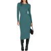 imageANRABESS Women Long Sleeve Sweater Dress Crewneck Bodycon Stretch Slim Fit Ribbed Knit Midi Dresses 2025 Fall Trendy OutfitsGreen Blue
