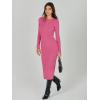 imageANRABESS Women Long Sleeve Sweater Dress Crewneck Bodycon Stretch Slim Fit Ribbed Knit Midi Dresses 2025 Fall Trendy OutfitsHot Pink