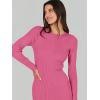 imageANRABESS Women Long Sleeve Sweater Dress Crewneck Bodycon Stretch Slim Fit Ribbed Knit Midi Dresses 2025 Fall Trendy OutfitsHot Pink