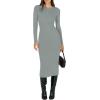 imageANRABESS Women Long Sleeve Sweater Dress Crewneck Bodycon Stretch Slim Fit Ribbed Knit Midi Dresses 2025 Fall Trendy OutfitsLight Gray