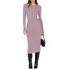 imageANRABESS Women Long Sleeve Sweater Dress Crewneck Bodycon Stretch Slim Fit Ribbed Knit Midi Dresses 2025 Fall Trendy OutfitsLight Purple