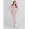imageANRABESS Women Long Sleeve Sweater Dress Crewneck Bodycon Stretch Slim Fit Ribbed Knit Midi Dresses 2025 Fall Trendy OutfitsPink