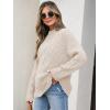 imageANRABESS Womens Mock Turtle Neck Sweaters Cable Knit Long Sleeve 2026 Fall Winter Tunic SweaterBeige