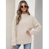 imageANRABESS Womens Mock Turtle Neck Sweaters Cable Knit Long Sleeve 2026 Fall Winter Tunic SweaterBeige
