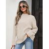 imageANRABESS Womens Mock Turtle Neck Sweaters Cable Knit Long Sleeve 2026 Fall Winter Tunic SweaterBeige