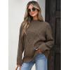 imageANRABESS Womens Mock Turtle Neck Sweaters Cable Knit Long Sleeve 2026 Fall Winter Tunic SweaterCoffee