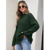 imageANRABESS Womens Mock Turtle Neck Sweaters Cable Knit Long Sleeve 2026 Fall Winter Tunic SweaterDeep Green