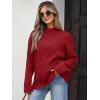imageANRABESS Womens Mock Turtle Neck Sweaters Cable Knit Long Sleeve 2026 Fall Winter Tunic SweaterRed