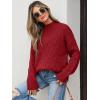 imageANRABESS Womens Mock Turtle Neck Sweaters Cable Knit Long Sleeve 2026 Fall Winter Tunic SweaterRed