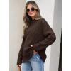 imageANRABESS Womens Mock Turtle Neck Sweaters Cable Knit Long Sleeve 2026 Fall Winter Tunic SweaterRed Brown