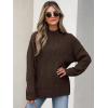 imageANRABESS Womens Mock Turtle Neck Sweaters Cable Knit Long Sleeve 2026 Fall Winter Tunic SweaterRed Brown
