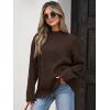 imageANRABESS Womens Mock Turtle Neck Sweaters Cable Knit Long Sleeve 2026 Fall Winter Tunic SweaterRed Brown