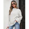 imageANRABESS Womens Mock Turtle Neck Sweaters Cable Knit Long Sleeve 2026 Fall Winter Tunic SweaterWhite