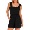 imageANRABESS Womens Rompers Summer Casual Smocked Square Neck Sleeveless Loose Shorts Jumpsuit 2026 Beach Vacation ClothesBlack