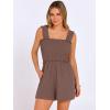 imageANRABESS Womens Rompers Summer Casual Smocked Square Neck Sleeveless Loose Shorts Jumpsuit 2026 Beach Vacation ClothesBrown