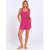 imageANRABESS Womens Rompers Summer Casual Smocked Square Neck Sleeveless Loose Shorts Jumpsuit 2026 Beach Vacation ClothesHot Pink