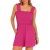 imageANRABESS Womens Rompers Summer Casual Smocked Square Neck Sleeveless Loose Shorts Jumpsuit 2026 Beach Vacation ClothesHot Pink