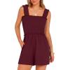 imageANRABESS Womens Rompers Summer Casual Smocked Square Neck Sleeveless Loose Shorts Jumpsuit 2026 Beach Vacation ClothesWine Red