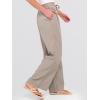 imageANRABESS Womens Wide Leg Beach Pants Elastic Waist Lightweight Casual Flowy Palazzo Lounge Trousers with PocketsBeige