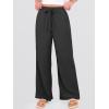 imageANRABESS Womens Wide Leg Beach Pants Elastic Waist Lightweight Casual Flowy Palazzo Lounge Trousers with PocketsBlack