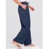 imageANRABESS Womens Wide Leg Beach Pants Elastic Waist Lightweight Casual Flowy Palazzo Lounge Trousers with PocketsNavy Blue