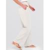 imageANRABESS Womens Wide Leg Beach Pants Elastic Waist Lightweight Casual Flowy Palazzo Lounge Trousers with PocketsWhite