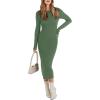 imageANRABESS Women Long Sleeve Sweater Dress Crewneck Bodycon Stretch Slim Fit Ribbed Knit Midi Dresses 2025 Fall Trendy OutfitsOlive