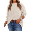 imageANRABESS Womens Mock Turtle Neck Sweaters Cable Knit Long Sleeve 2026 Fall Winter Tunic SweaterBeige