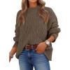 imageANRABESS Womens Mock Turtle Neck Sweaters Cable Knit Long Sleeve 2026 Fall Winter Tunic SweaterCoffee