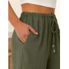 imageABRABESS Womens Palazzo Pants Wide Leg Flowy Drawstring High Waisted Casual Trousers 2026 Summer Beach Vacation ClothesArmy Green