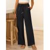 imageABRABESS Womens Palazzo Pants Wide Leg Flowy Drawstring High Waisted Casual Trousers 2026 Summer Beach Vacation ClothesBlack