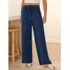 imageABRABESS Womens Palazzo Pants Wide Leg Flowy Drawstring High Waisted Casual Trousers 2026 Summer Beach Vacation ClothesNavy Blue
