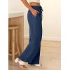 imageABRABESS Womens Palazzo Pants Wide Leg Flowy Drawstring High Waisted Casual Trousers 2026 Summer Beach Vacation ClothesNavy Blue