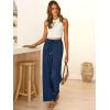 imageABRABESS Womens Palazzo Pants Wide Leg Flowy Drawstring High Waisted Casual Trousers 2026 Summer Beach Vacation ClothesNavy Blue