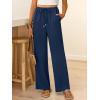 imageABRABESS Womens Palazzo Pants Wide Leg Flowy Drawstring High Waisted Casual Trousers 2026 Summer Beach Vacation ClothesNavy Blue