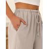 imageABRABESS Womens Palazzo Pants Wide Leg Flowy Drawstring High Waisted Casual Trousers 2026 Summer Beach Vacation ClothesParchment
