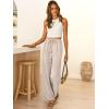 imageABRABESS Womens Palazzo Pants Wide Leg Flowy Drawstring High Waisted Casual Trousers 2026 Summer Beach Vacation ClothesParchment
