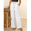 imageABRABESS Womens Palazzo Pants Wide Leg Flowy Drawstring High Waisted Casual Trousers 2026 Summer Beach Vacation ClothesWhite