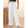 imageABRABESS Womens Palazzo Pants Wide Leg Flowy Drawstring High Waisted Casual Trousers 2026 Summer Beach Vacation ClothesWhite