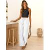 imageABRABESS Womens Palazzo Pants Wide Leg Flowy Drawstring High Waisted Casual Trousers 2026 Summer Beach Vacation ClothesWhite
