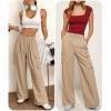 imageANRABESS Cargo Pants for Women High Waisted Wide Leg Casual Work Pant 2026 Trendy Y2K Streetwear Trousers with PocketsLight Khaki