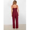 imageANRABESS Jumpsuits for Women 2026 Summer Dressy Spaghetti Strap Ribbed V Neck Wide Leg Overalls Flowy Romper Jumpers OutfitsBurgundy Red