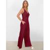 imageANRABESS Jumpsuits for Women 2026 Summer Dressy Spaghetti Strap Ribbed V Neck Wide Leg Overalls Flowy Romper Jumpers OutfitsBurgundy Red
