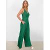 imageANRABESS Jumpsuits for Women 2026 Summer Dressy Spaghetti Strap Ribbed V Neck Wide Leg Overalls Flowy Romper Jumpers OutfitsDeep Green