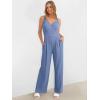 imageANRABESS Jumpsuits for Women 2026 Summer Dressy Spaghetti Strap Ribbed V Neck Wide Leg Overalls Flowy Romper Jumpers OutfitsDusty Blue